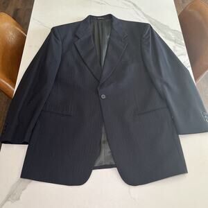 Vintage Givenchy Monsieur Blazer 40R Wool Navy Blue Pinstripe USA Sport Coat